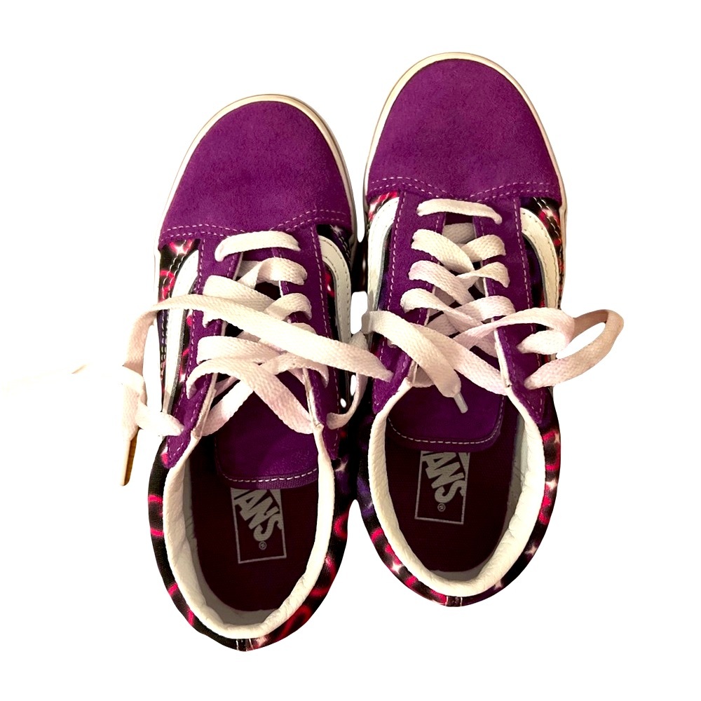 Vans Purple and White Sneakers with Floral Design NWOT